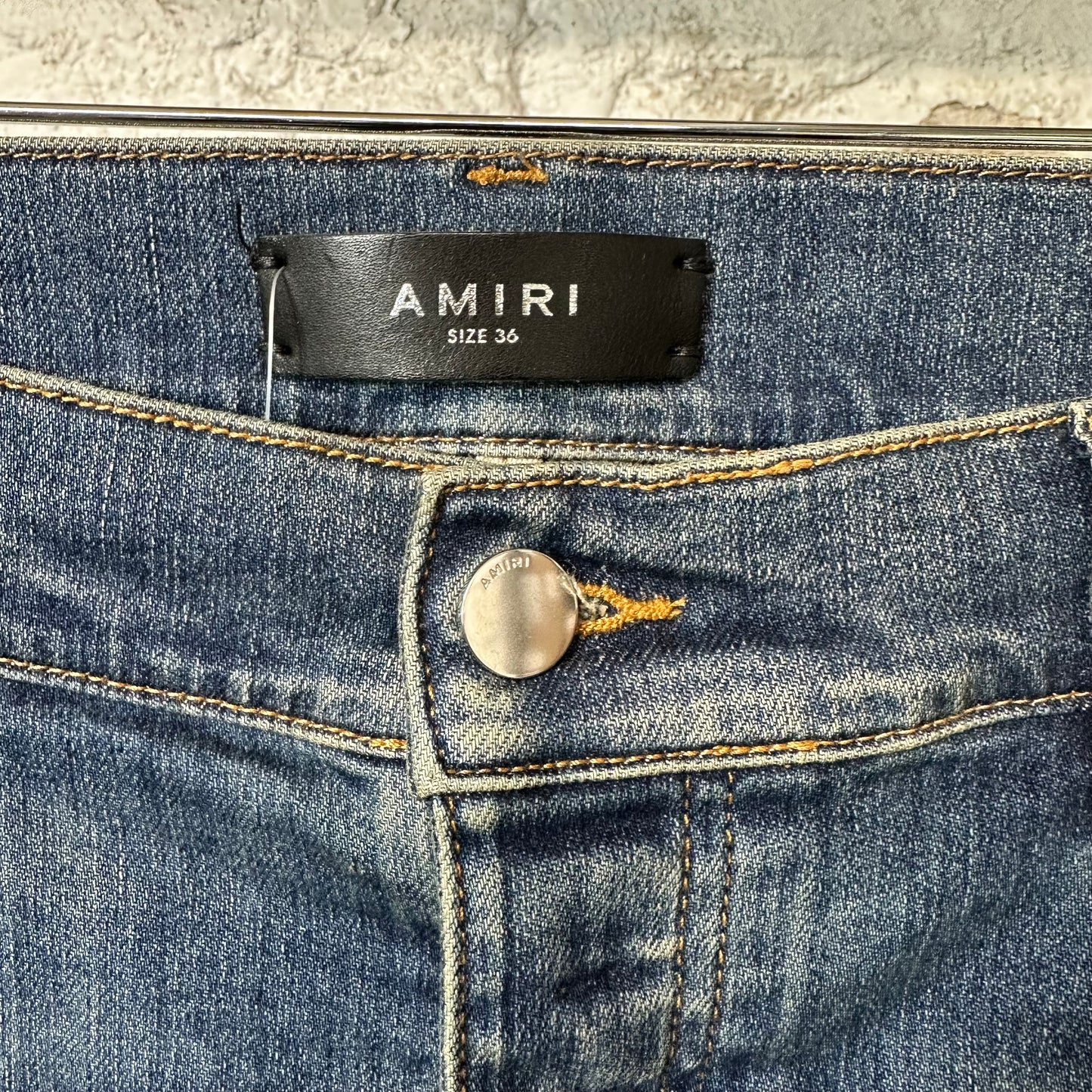 Amiri MX1 Green Plaid Flannel Dark Blue Denim Jeans Sz 36