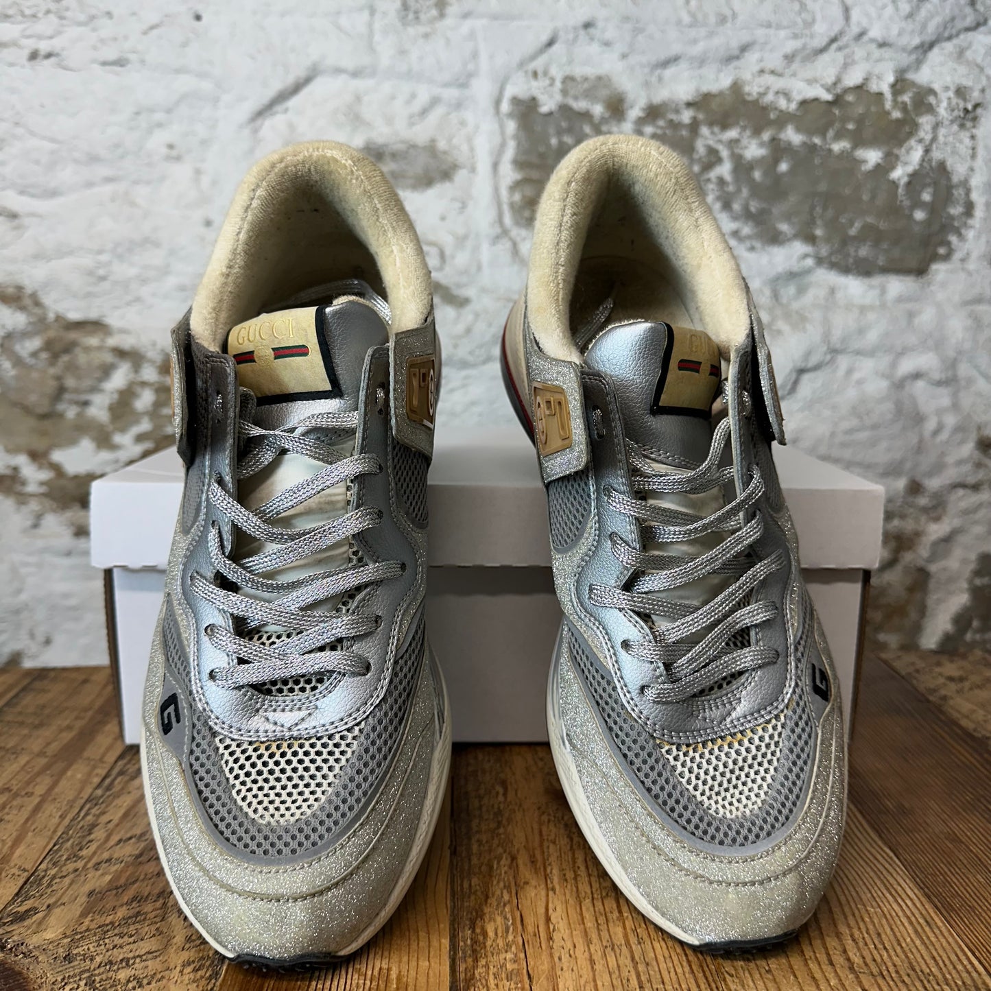 Gucci Silver White Ultrapace Sneaker Sz 9