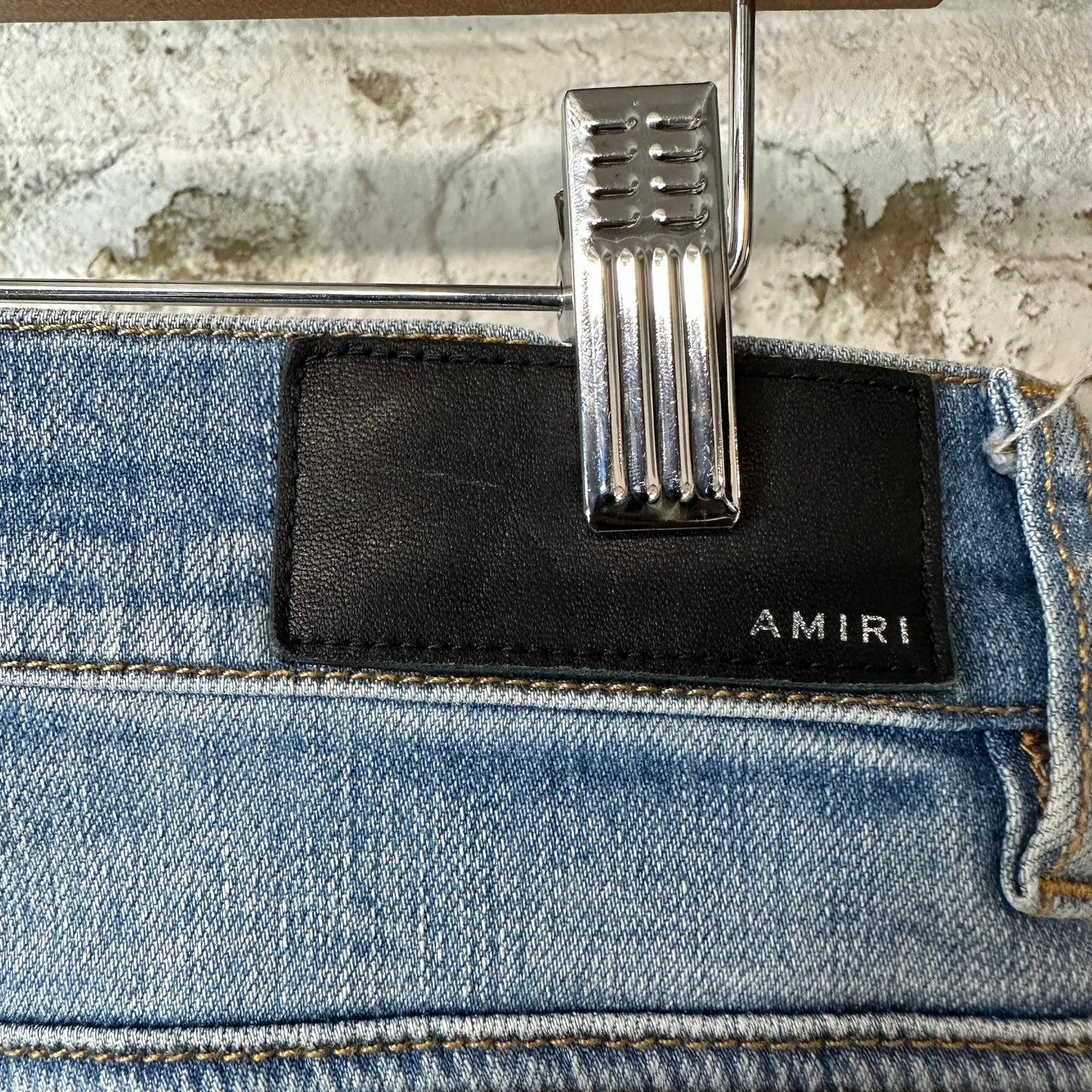 Amiri Varsity 22 Patch Blue Denim Jeans Sz 30