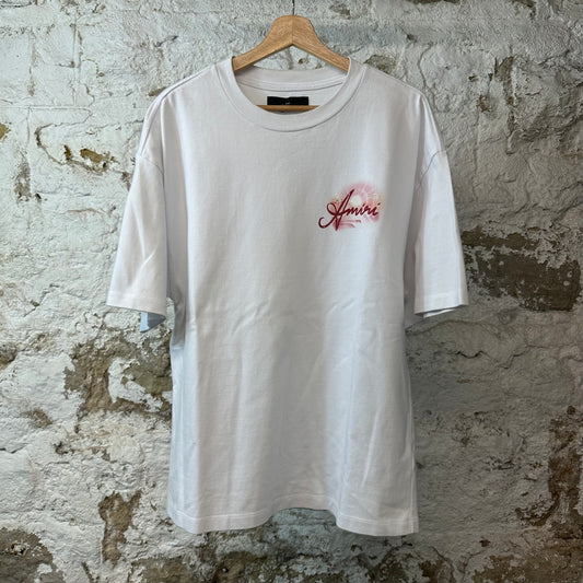 Amiri Pink Sunset Crystal T-shirt White Sz L