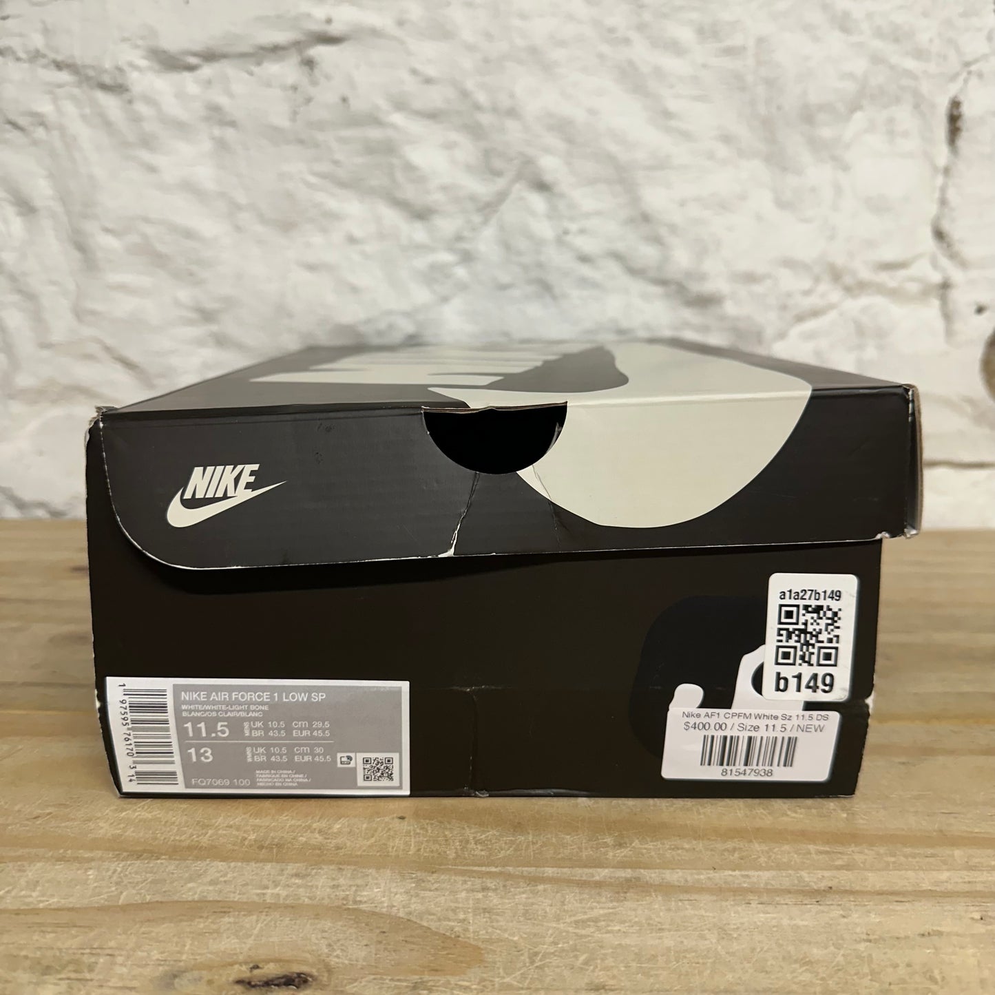 Nike Air Force 1 Low CPFM White Sz 11.5 DS