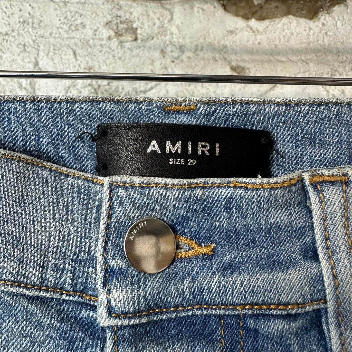 Amiri Leopard Thrasher Blue Denim Jeans Sz 29