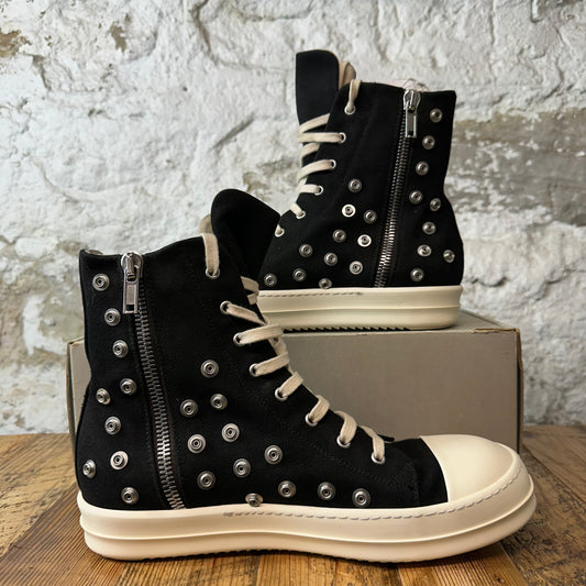 Rick Owens High Studded Eyelettes Black Milk Sneaker Sz 11 (44)