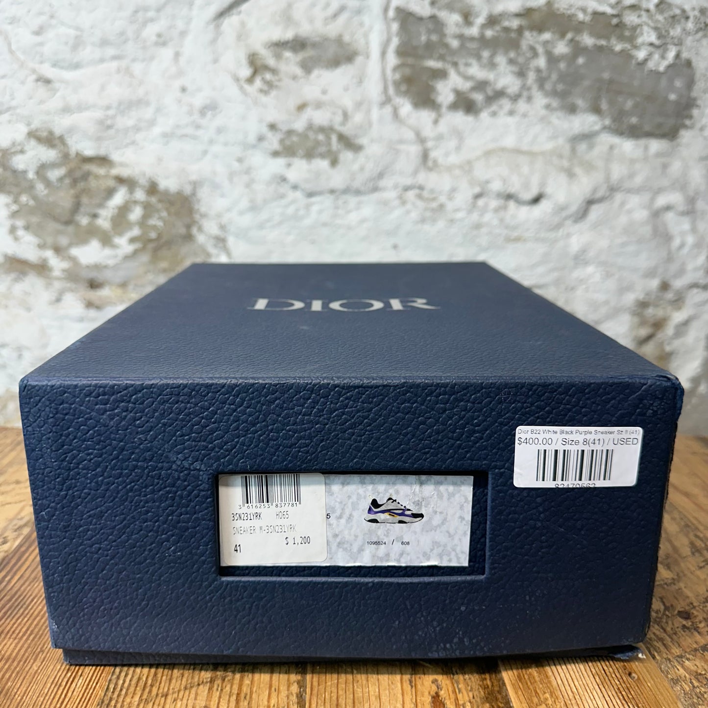 Dior B22 White Black Purple Sneaker Sz 8 (41)