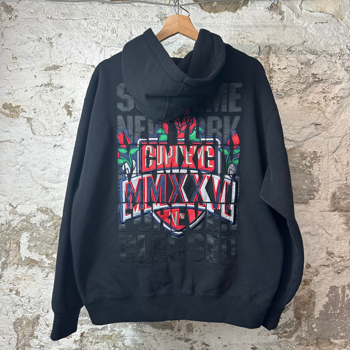 Supreme Blessed Applique Zip Up Hoode Black Sz M