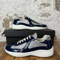 Prada Americas Cup Navy Patent Gray White Sneaker Sz 9