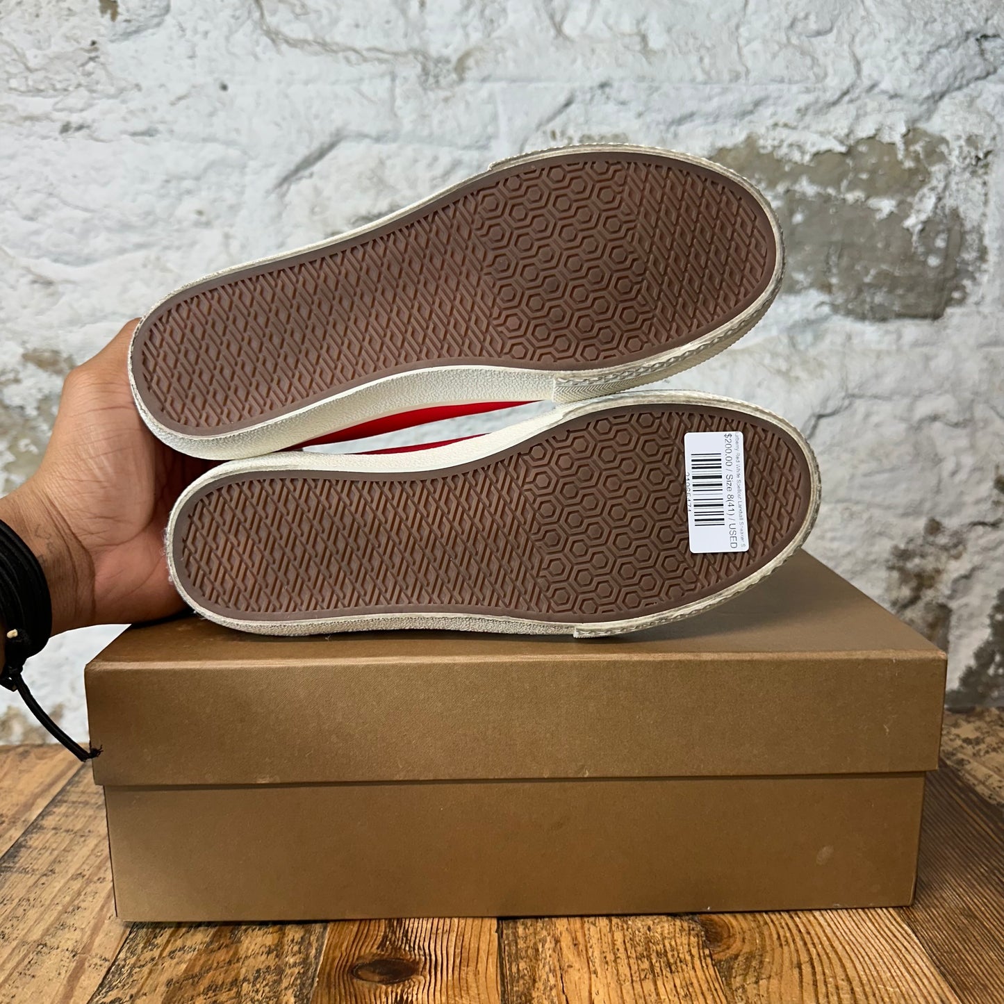 Burberry Red White Spellout Larkhall Sneaker Sz 8 (41)