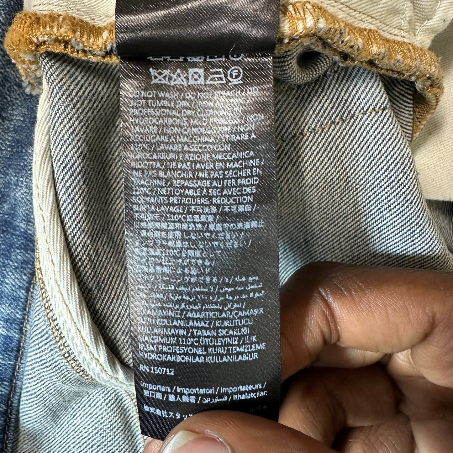 Amiri Crystal MA Quadstitch Blue Denim Jeans Sz 34