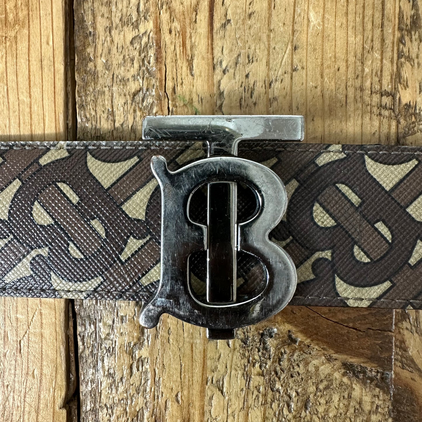 Burberry TB Logo Brown Monogram Belt Sz (100/40)