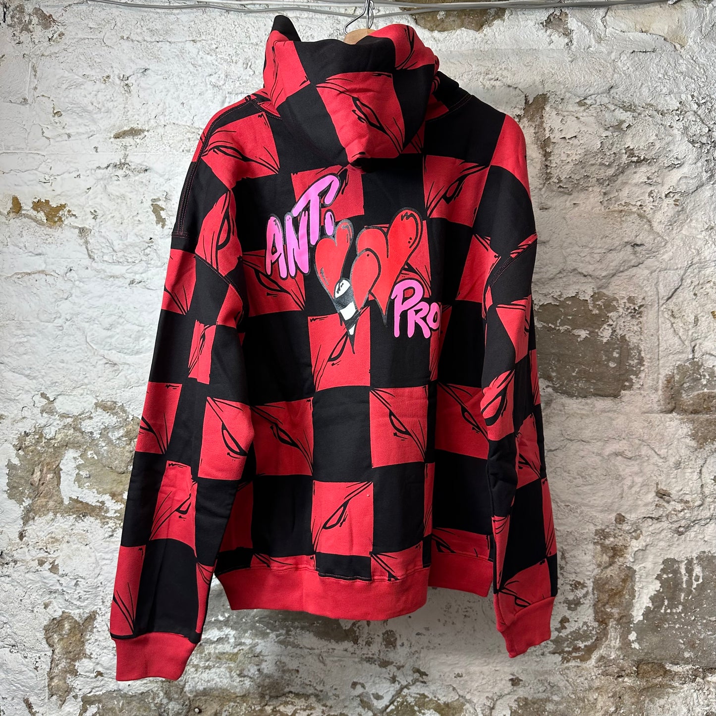 Matty Boy Anti Promo 99 Eyes Red Checker Hoodie Sz L DS