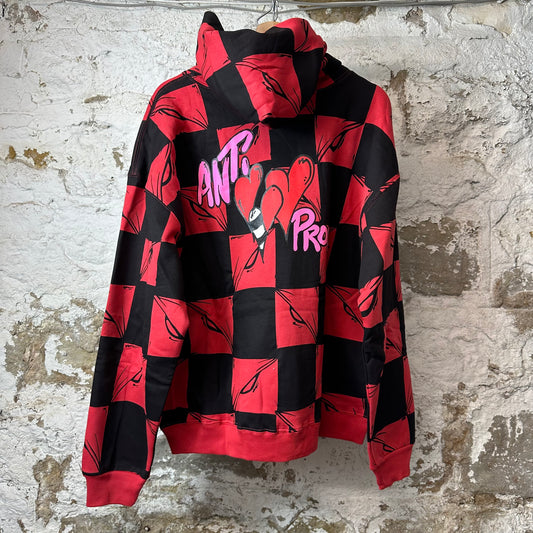 Matty Boy Anti Promo 99 Eyes Red Checker Hoodie Sz L DS