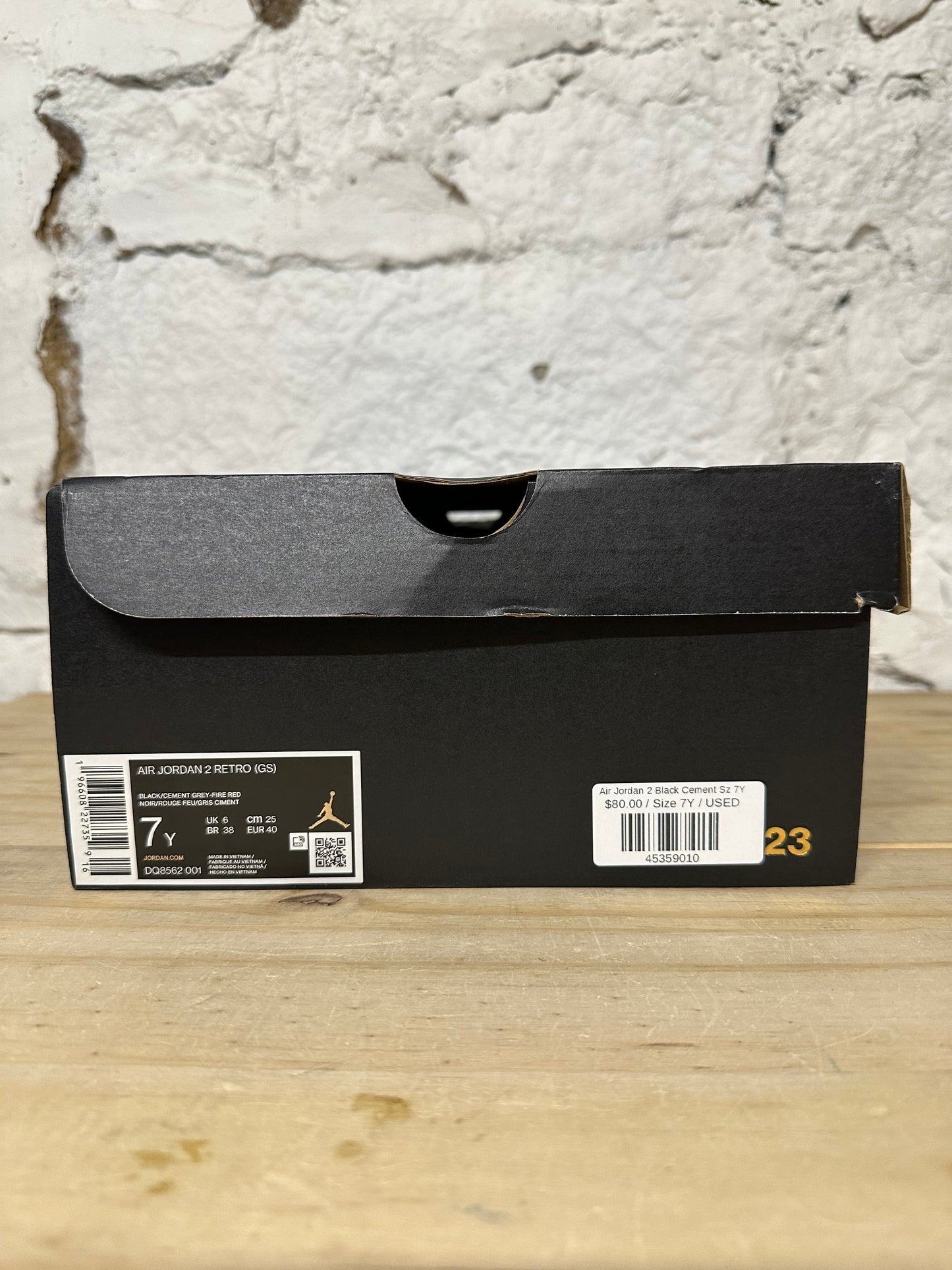 Air Jordan 2 Black Cement Sz 7Y