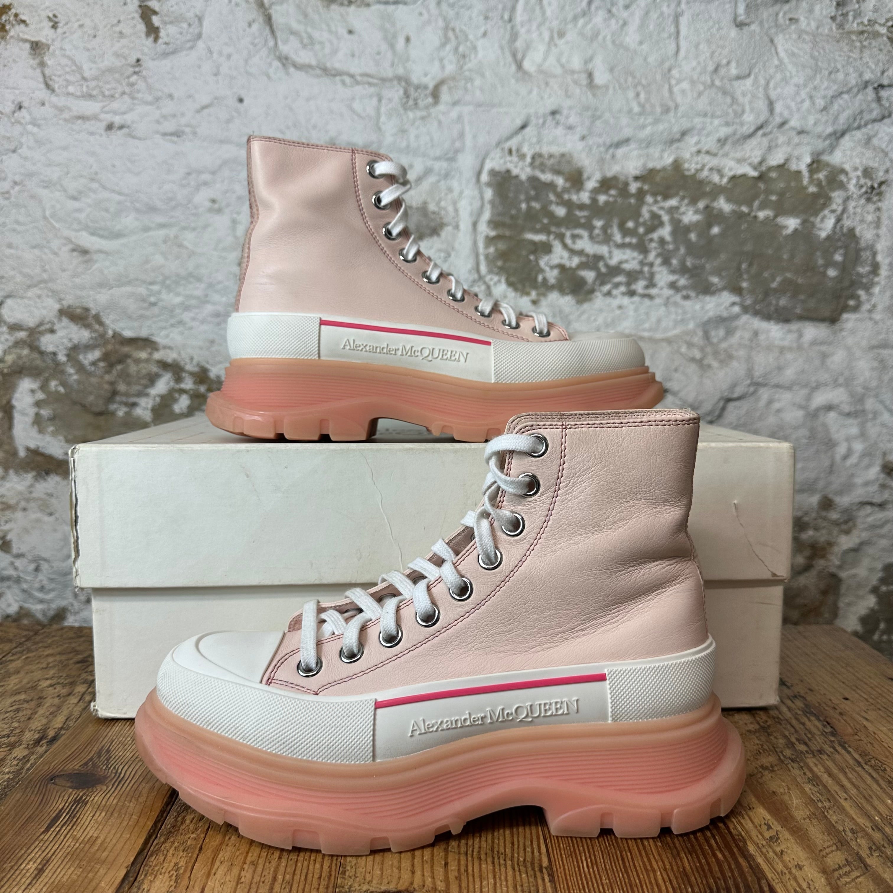 Alexander McQueen Pink White Tread Boot Sz 6 (38.5)