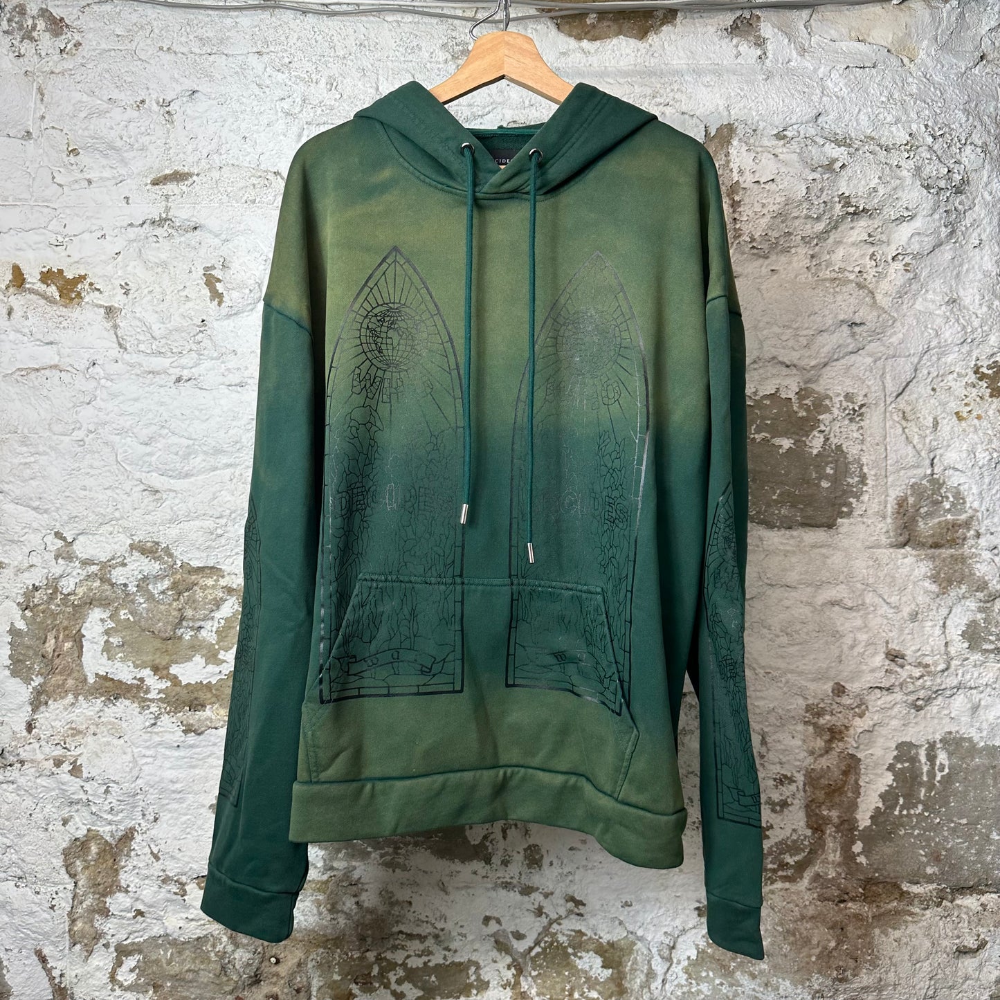 Who Decides War Stained Glass Green Hoodie Sz M