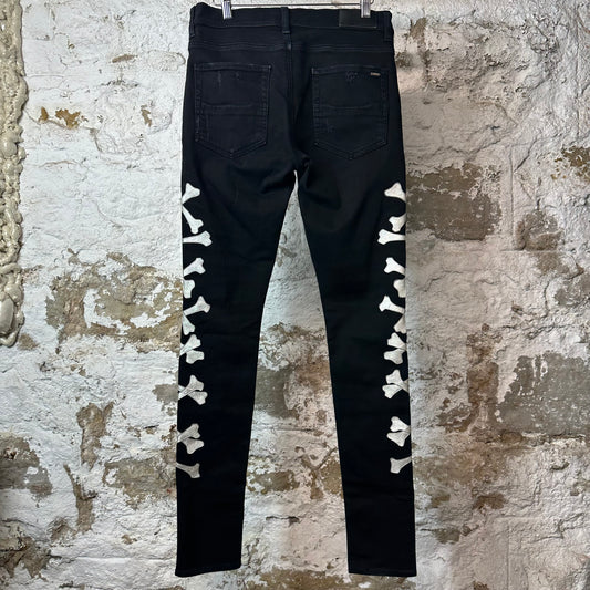 Amiri SIlver Bones Black Denim Jeans Sz 32