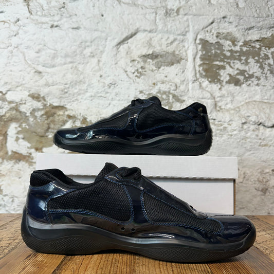 Prada Americas Cup Vintage Navy Patent Black Sneaker Sz 9.5