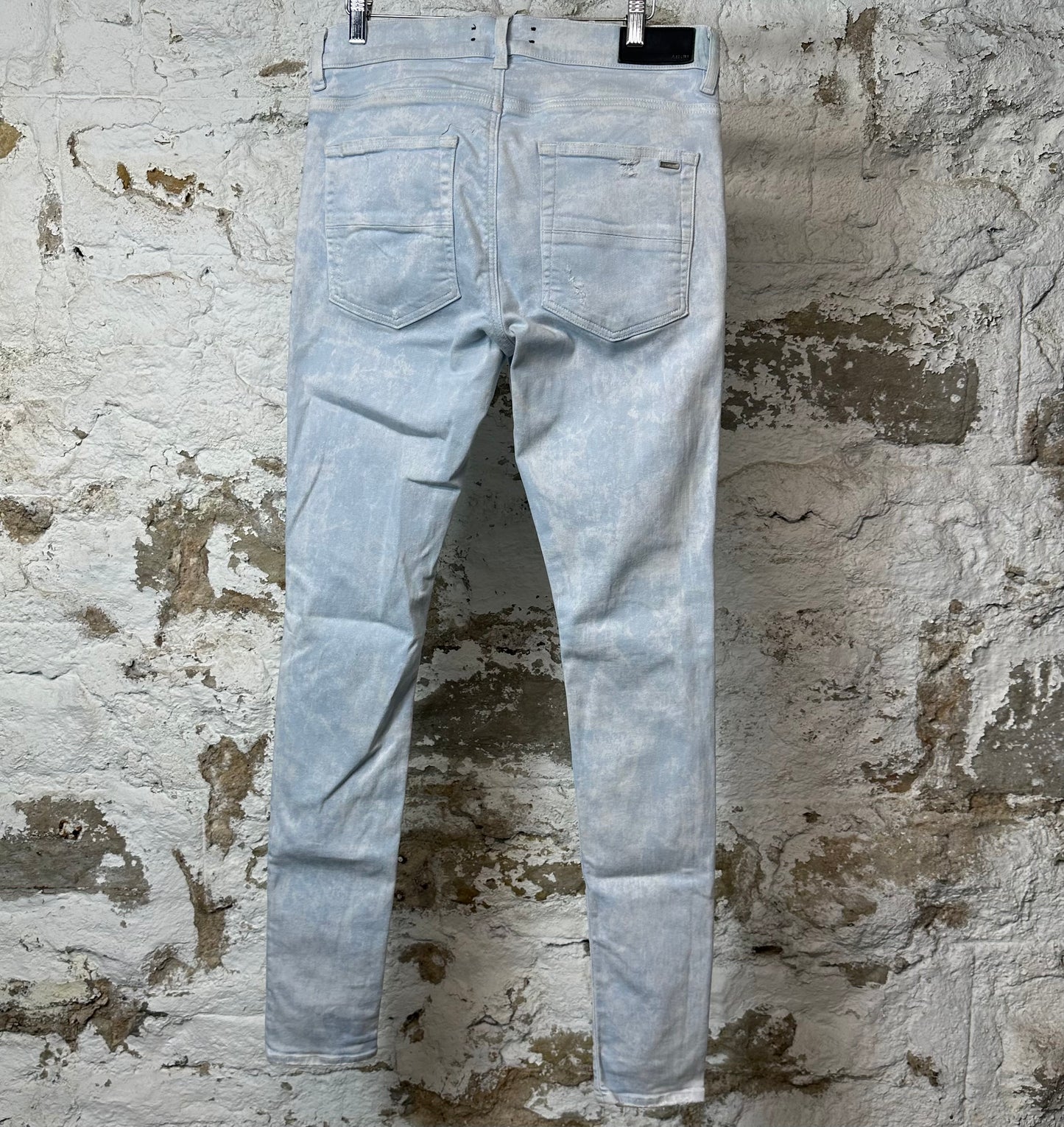 Amiri MX1 Blue Leather Mineral Blue Denim Jeans Sz 32