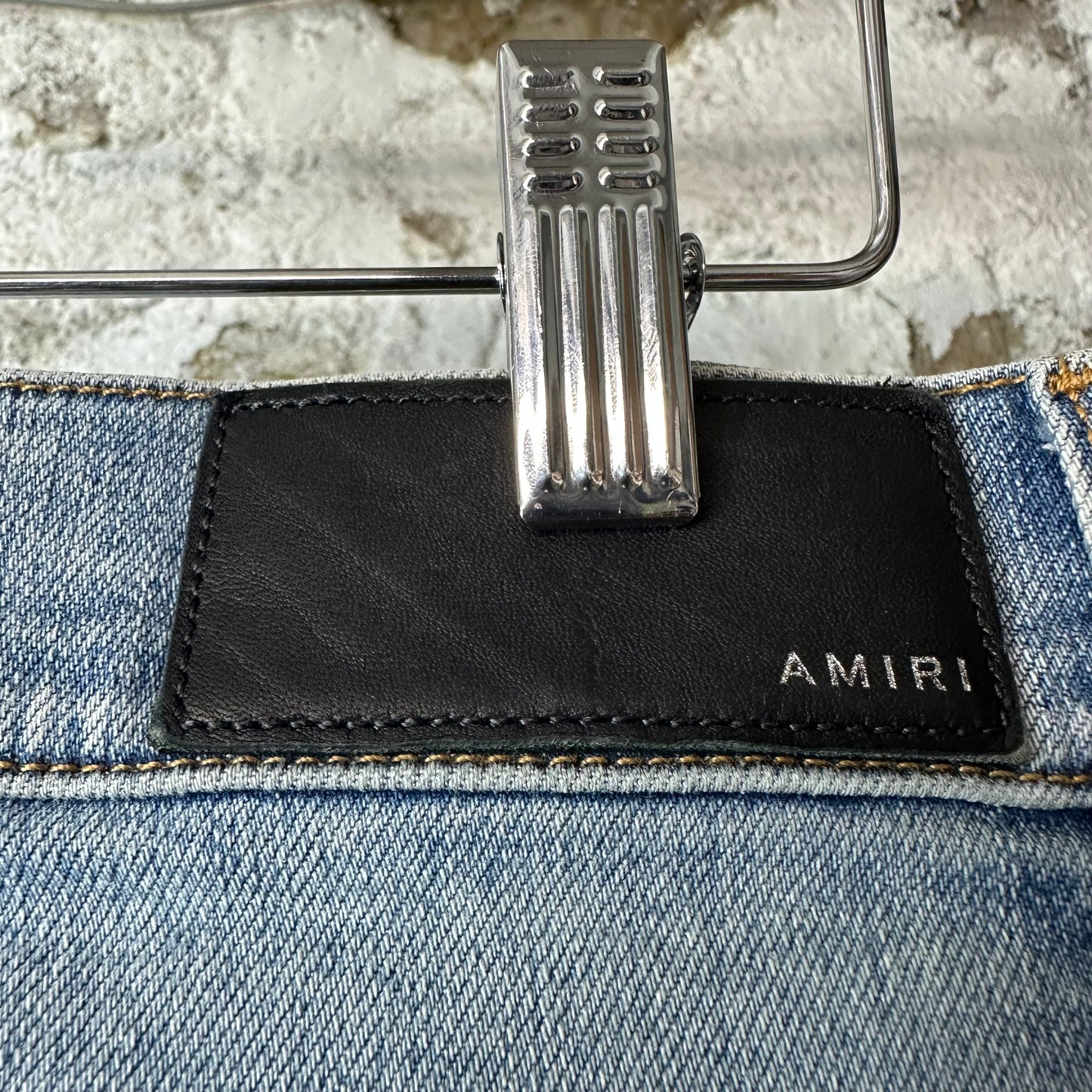 Amiri MX1 Green Suede Blue Denim Jeans Sz 28