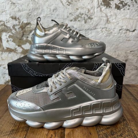 Versace Chain Reaction Silver Sneaker Sz 7 (40)