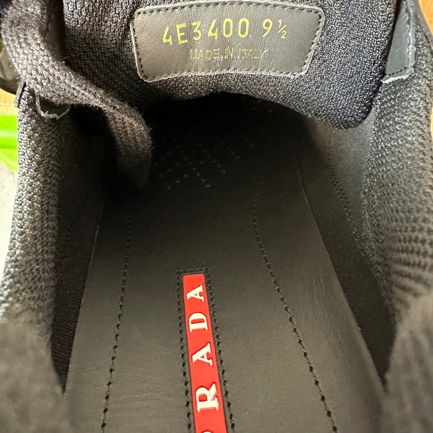 Prada Americas Cup Triple Black Patent Sneaker Sz 9.5 DS