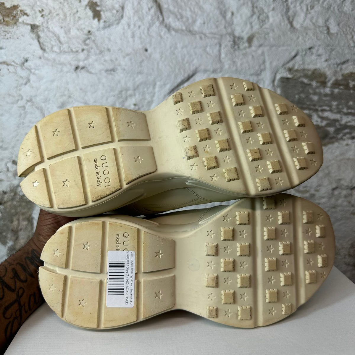 Gucci Rhyton Red Logo Cream Sneaker Sz 7