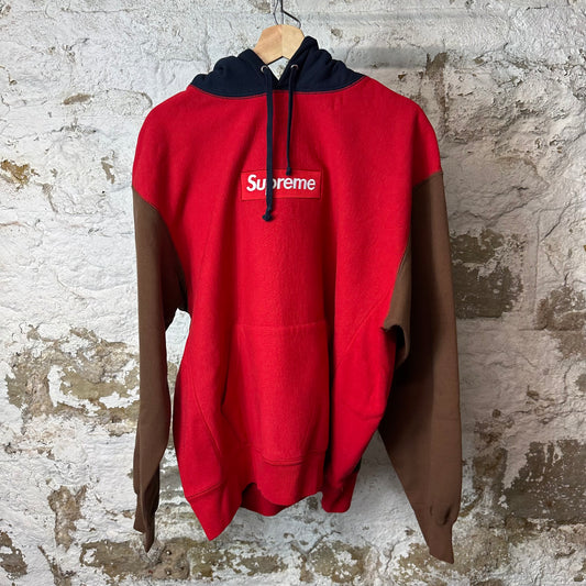 Supreme Tri Color Red Box Logo Hoodie Sz L