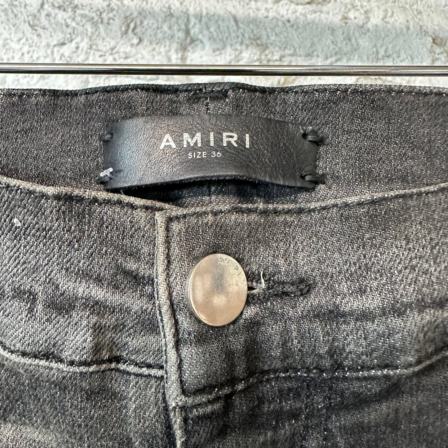 Amiri Air Force Patches Faded Black Denim Jeans Sz 36