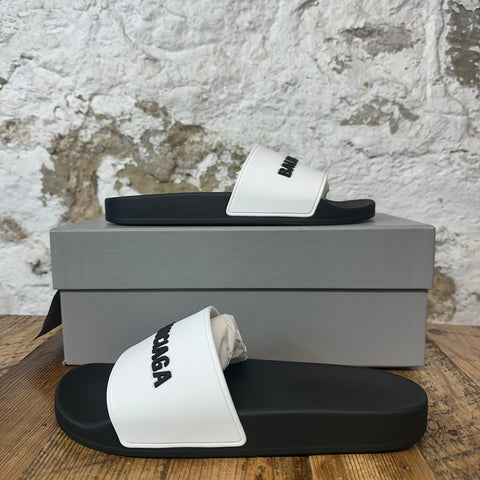 Balenciaga White Black Rubber Slide