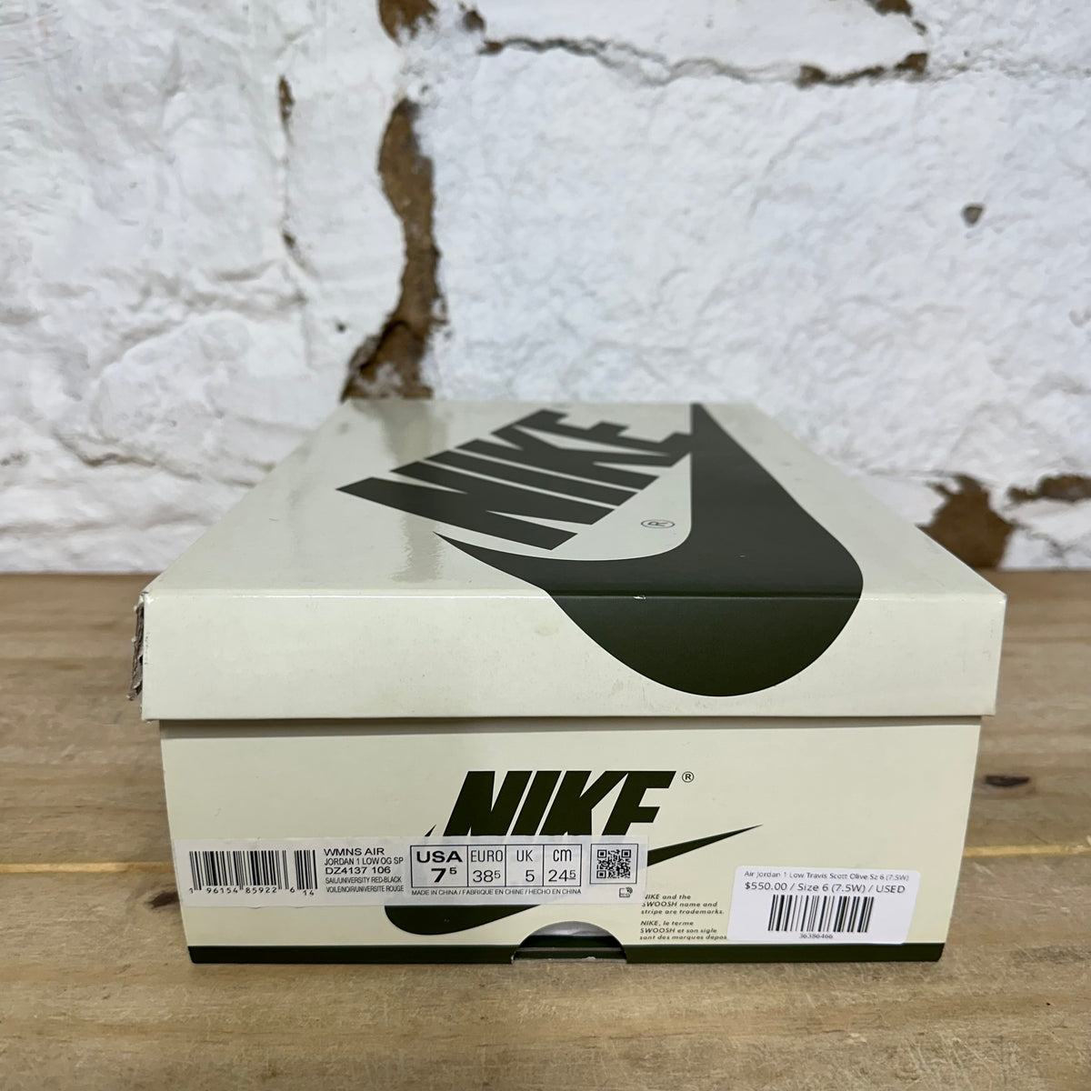 Air Jordan 1 Low Travis Scott Olive Sz 6 (7.5W)