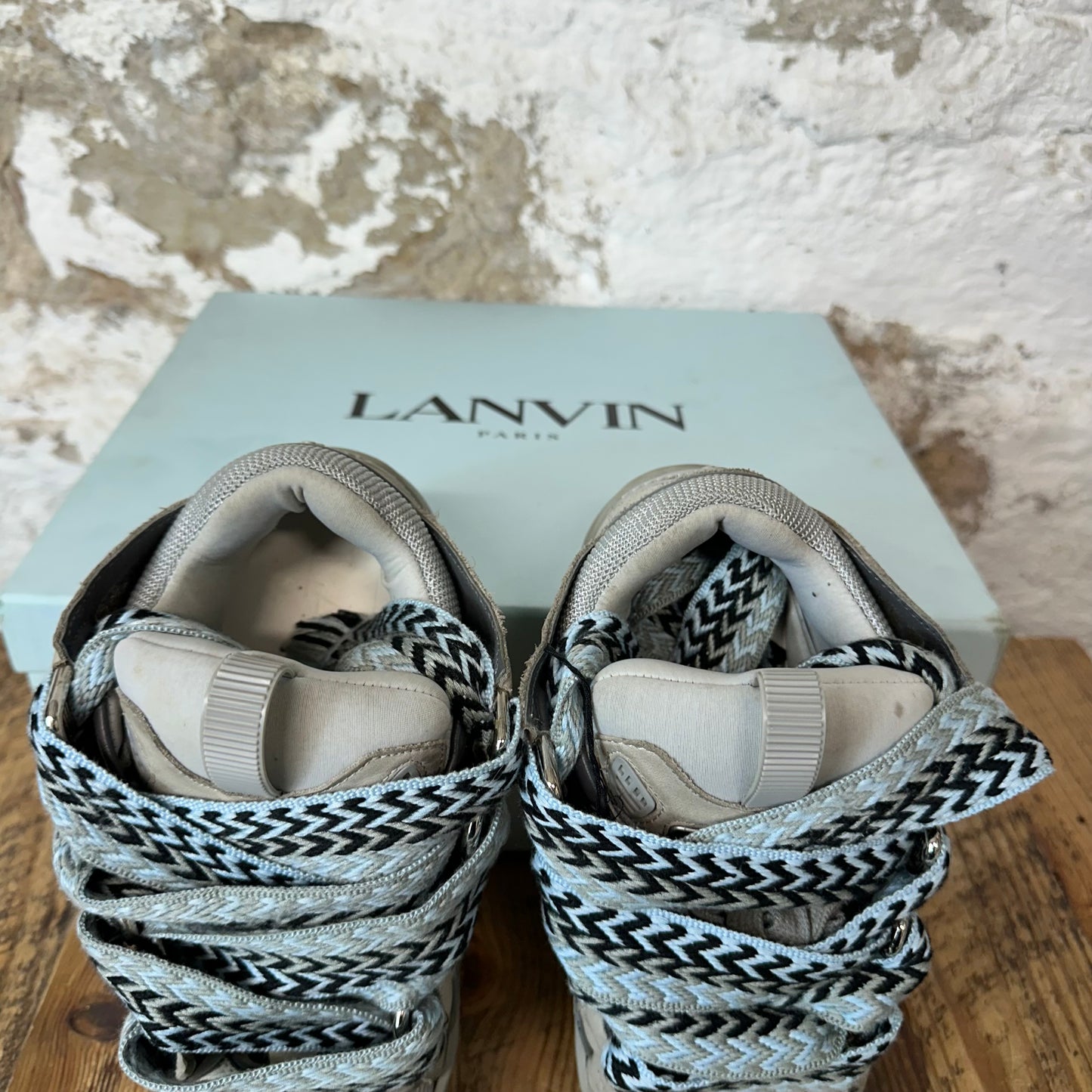 Lanvin Curb Blue Lace Grey Sneaker Sz 4.5 (36)
