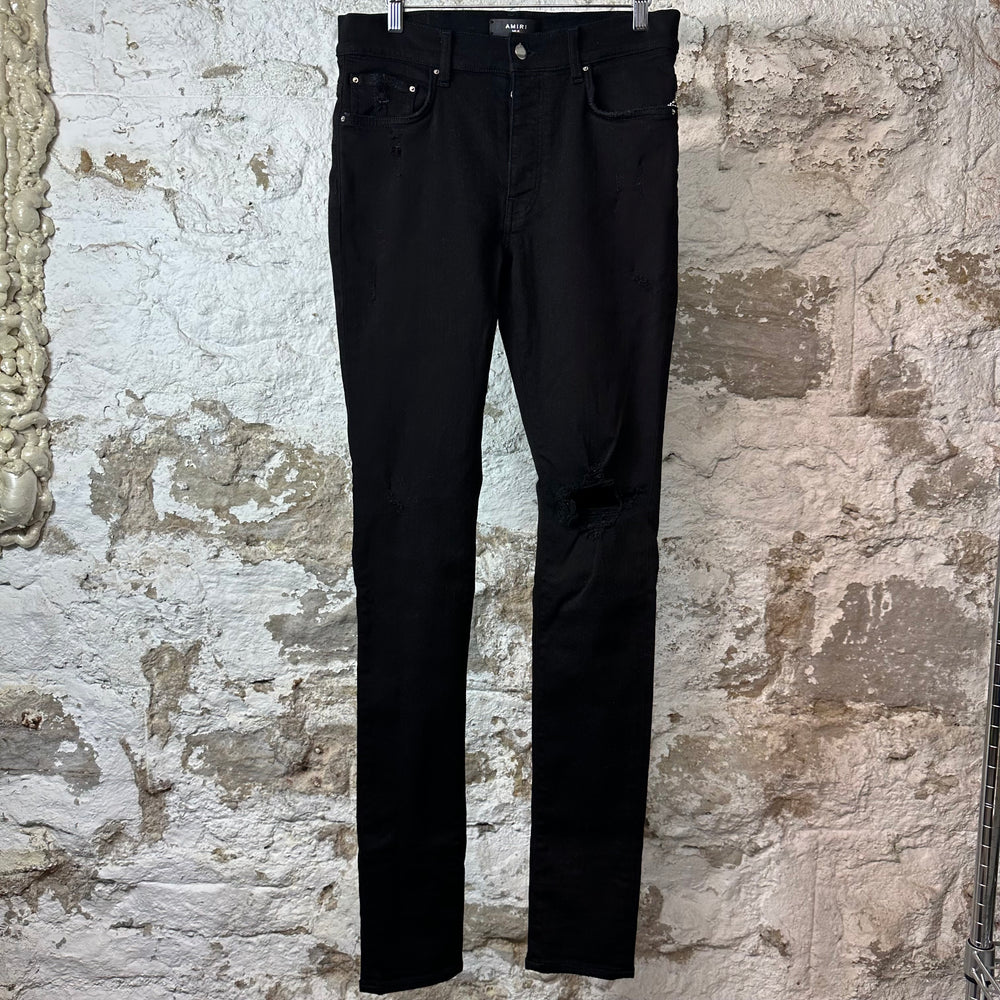 Amiri Knee Rip Black Denim Jeans Sz 31