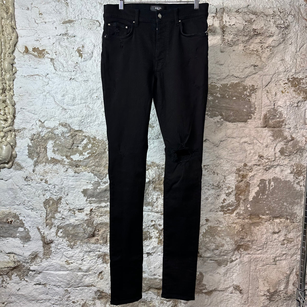 Amiri Knee Rip Black Denim Jeans Sz 31