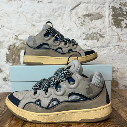 Lanvin Curb Blue Black Lace Gray Sneaker Sz 10 (43)