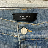 Amiri MX1 Green Plaid Flannel Blue Denim Jeans Sz 38