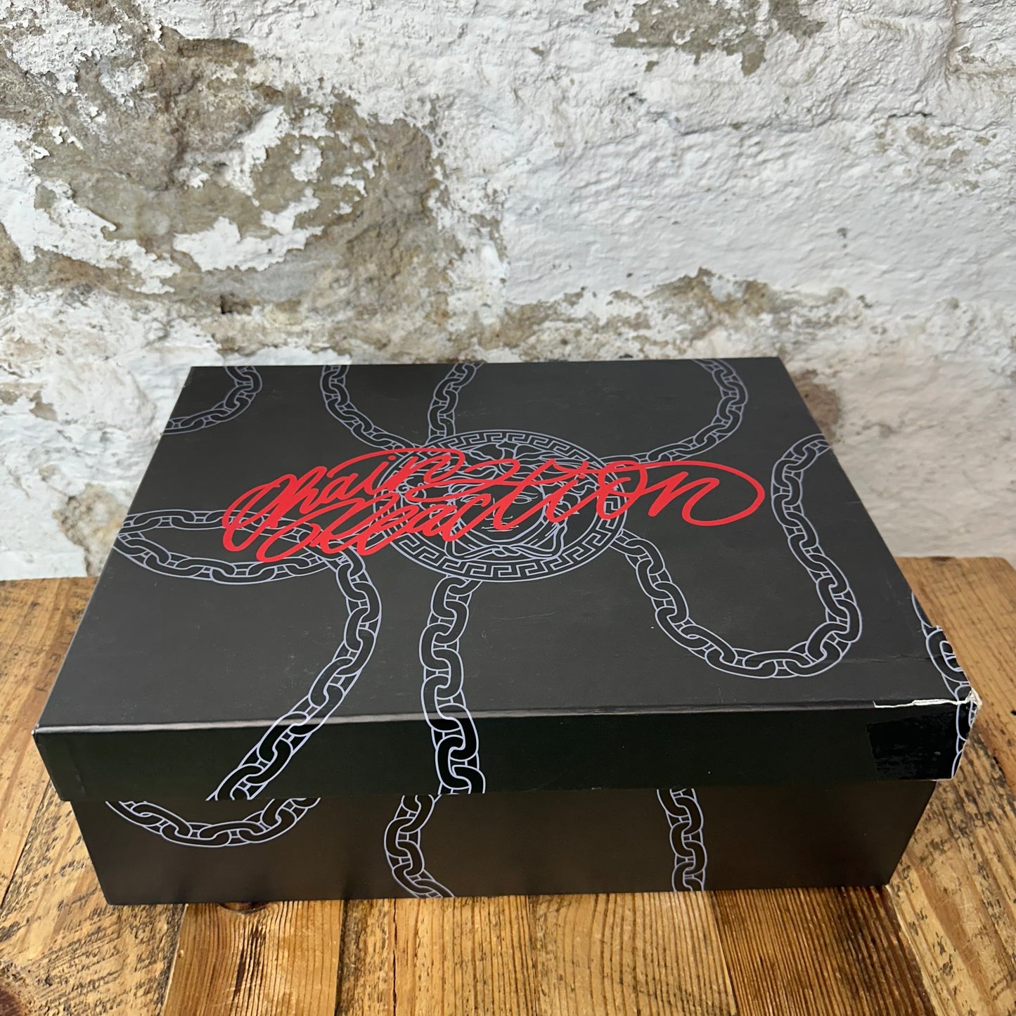 Versace Chain Reaction Black White Sneaker Sz 13 (46)