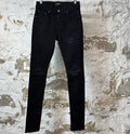 Amiri MX1 Black Leather Black Denim Jeans Sz 28