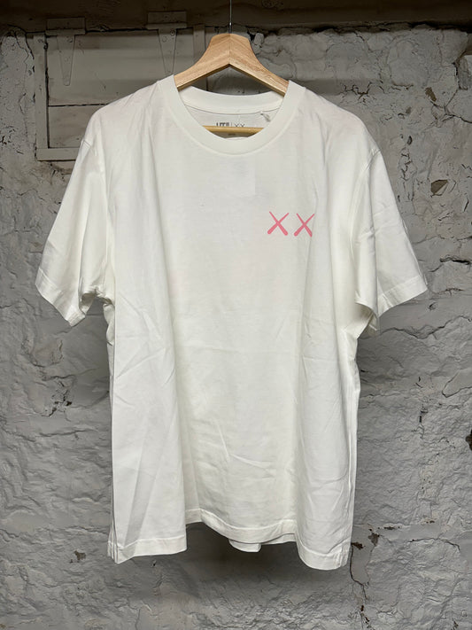 Kaws Pink Figure White T-Shirt Sz XL DS