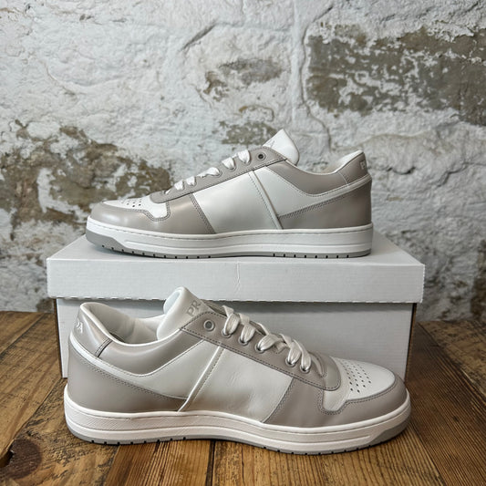 Prada Downtown Leather Grey White Sneaker Sz 8