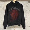 Spider Crystals Black Red Hoodie Sz S