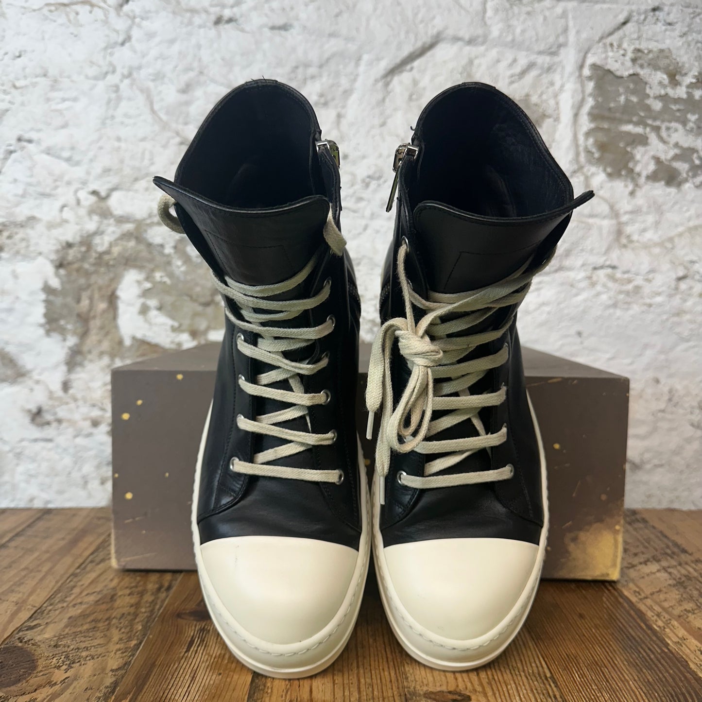 Rick Owens High Black Leather Milk Sneaker Sz 10 (43)