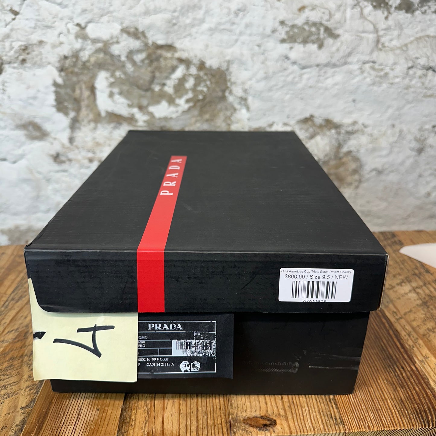 Prada Americas Cup Triple Black Patent Sneaker Sz 9.5 DS