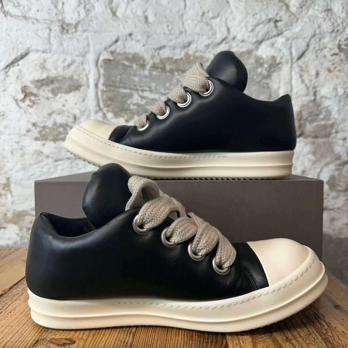 Rick Owens Jumbo Lace Padded Black Milk Sneaker Sz 11 (44)