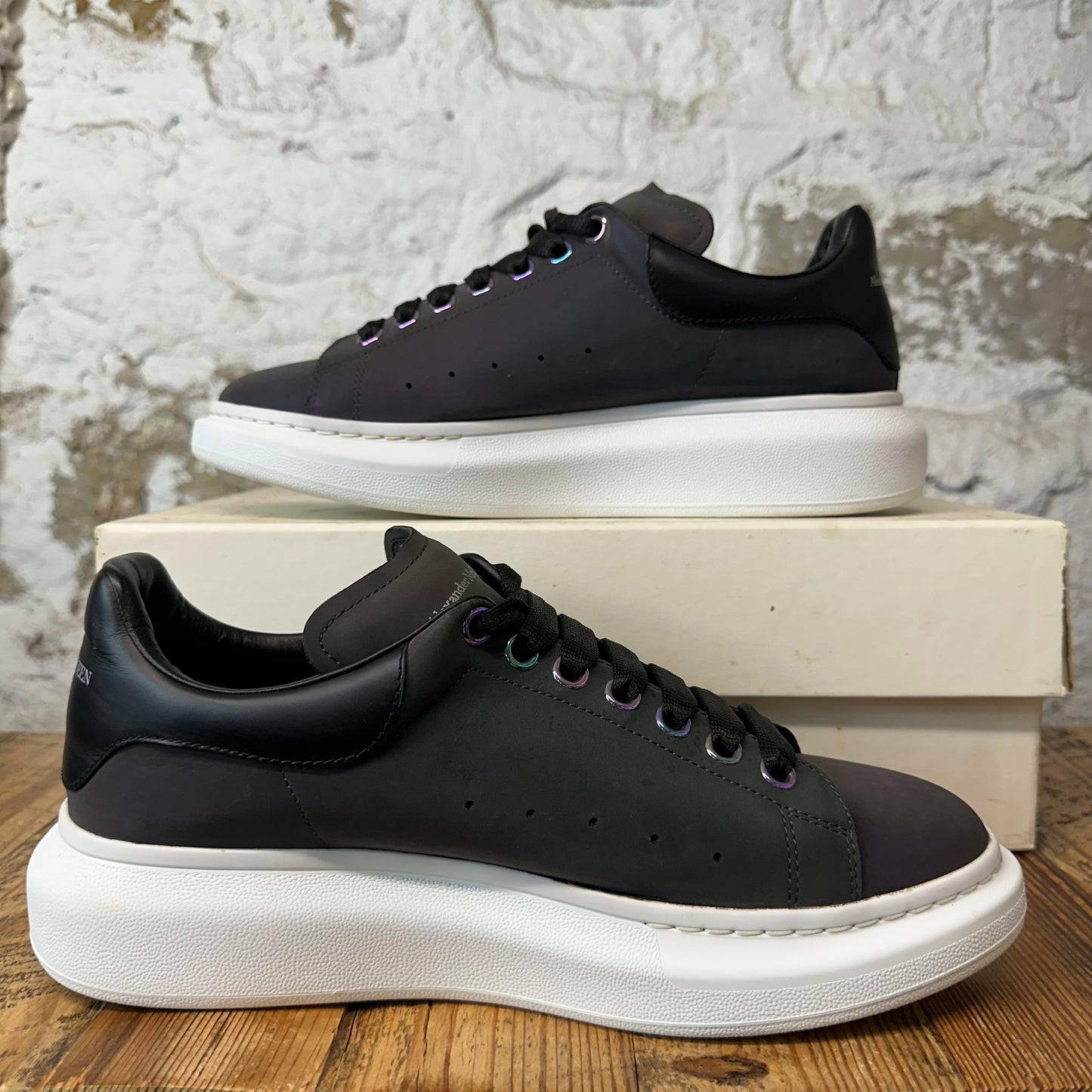 Alexander McQueen Black Tab Iridescent White Sole Sneaker Sz 10 (43)