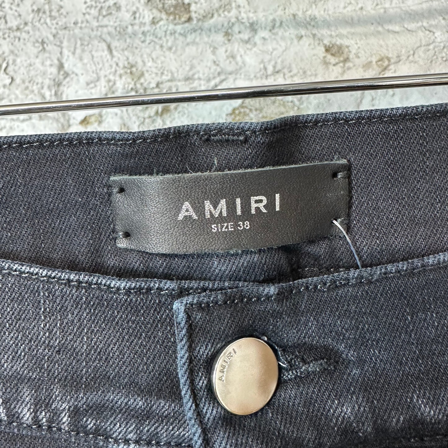 Amiri Varsity 22 Patch Black Denim Jeans Sz 38