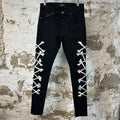Amiri Silver Bones Black Denim Jeans Sz 32