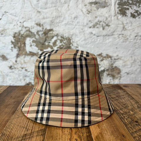 Burberry Brown Plaid Bucket Hat Sz L