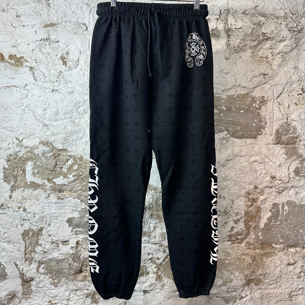 Chrome Hearts Horseshoe Logo Cross Monogram Black Sweatpants Sz S