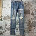 Amiri MX1 Cream Suede Blue Denim Jeans Sz 32