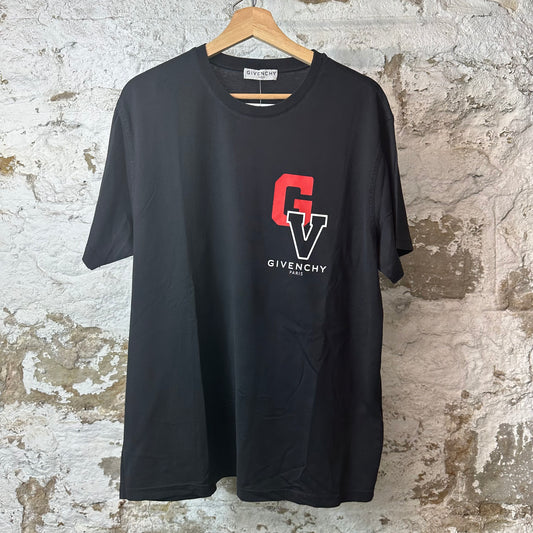 Givenchy Red Whit Paris Logo Black T-Shirt Sz M