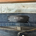 Amiri MX1 Black Leather Thrasher Dirty Blue Denim Jeans Sz 34